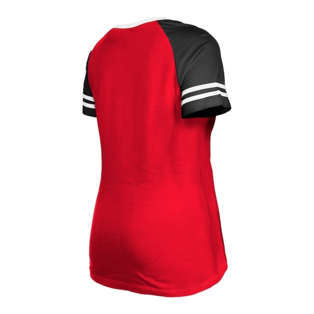 Women's Kansas City Chiefs New Era Red Raglan Lace-Up T-Shirt Sz‎ Small $38 - Picture 5 of 5